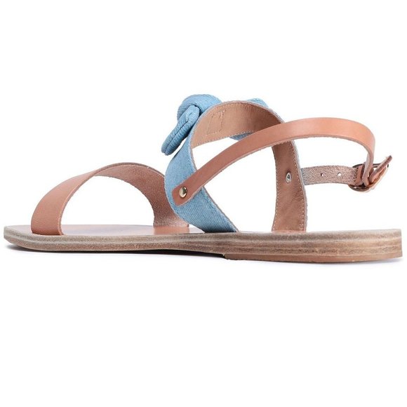 ANCIENT GREEK SANDALS Clio Slingback Size 40 9 Blue Denim Bow Tan Leather NEW - Picture 6 of 14
